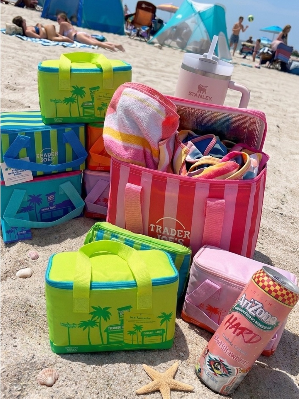 Trader Joe's Pink Stripe Mini Tote Bag - Women's Mini Bag